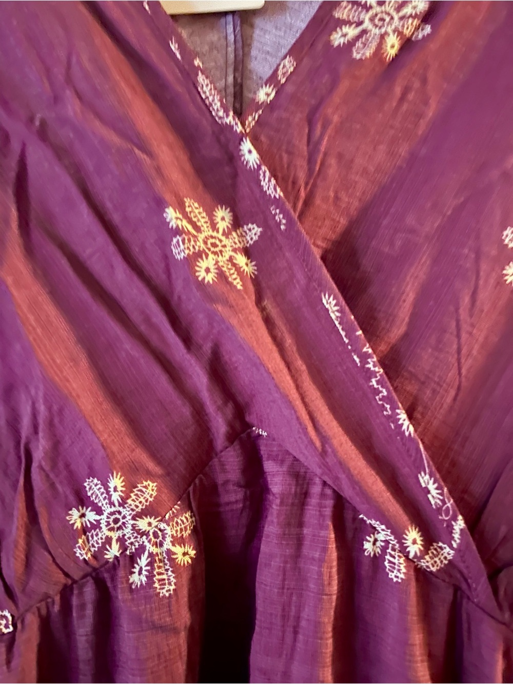 BloomChic Plum Embroidered V-Neck Midi Dress - Picture 3 of 5